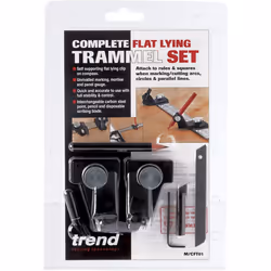 Trend Trammel Set - For use with steel rules up to 50mm wide