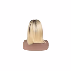 Ombre Blonde HD Lace Wigs Brazilian Virgin Human Hair #1B/613 Dark Roots Bob Wig Glueless Straight 12Inch 180% Density Remy Hair Pre Plucked Bleached