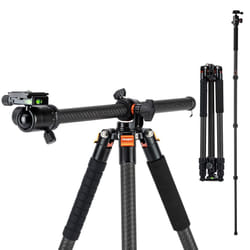 Fotopro Horizontal Camera Tripod 62.6 Inch Carbon Fiber 360 Degree Ball Head Quick Release Plate DSLR Tripod for Travel Camera Video Camcord