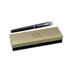Parker S0856350 IM Chrome Trim Rollerball Pen with Fine Nib  Gift Boxed - Black Chrome Trim
