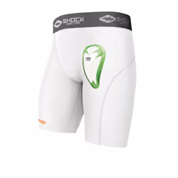 Shock Doctor Compression Shorts with Protective Bio-Flex Cup Moisture Wicking Vented Protection Youth Size White