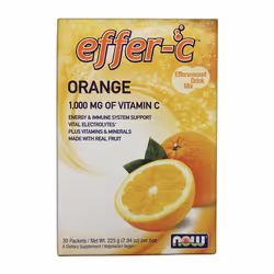 NOW Foods Effer-C Orange 1000mg Vitamin C | Energy & Immune Support | 30 Packets