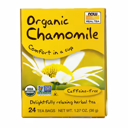 Now Foods, Organic Real Tea, Chamomile, Caffeine Free, 24 Tea Bags, 1.5 g Each