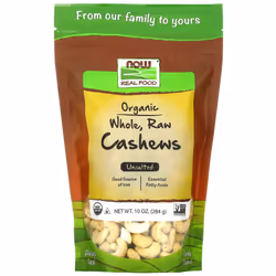 Now Foods, Real Food Organic, Whole, Raw Cashews, Unsalted, 10 oz (284 g)