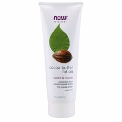 NOW Solutions, Cocoa Butter Lotion for Dry and Flaky Skin, with Aloe Vera, Allatonin and Almond Oil, 8-Ounce