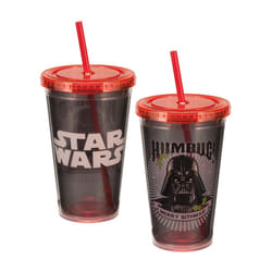 Vandor 99214 Star Wars Darth Vader Humbug 18 oz Acrylic Travel Cup with Lid and Straw  Black  Green  and White