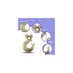 3/8'' Heavy Duty Forged Steel Clevis Slip Hook (Set of 4)  Safety Hook G70 Tow Chain Clevis Grab Hook with Latch Forged Grade for Trailer Truck Transp