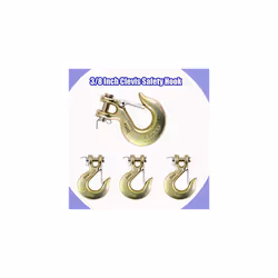 3/8'' Heavy Duty Forged Steel Clevis Slip Hook (Set of 4)  Safety Hook G70 Tow Chain Clevis Grab Hook with Latch Forged Grade for Trailer Truck Transp