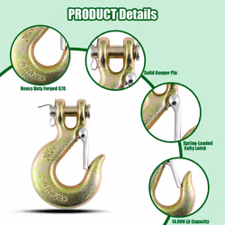 5/16Inch Clevis Slip Hook  4Pack Heavy Duty Forged Steel Safety Hook with Safety Latch  G70 Tow Chain Clevis Grab Hook for Trailer Truck Transport Tow