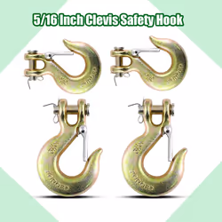 5/16Inch Clevis Slip Hook  4Pack Heavy Duty Forged Steel Safety Hook with Safety Latch  G70 Tow Chain Clevis Grab Hook for Trailer Truck Transport Tow