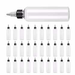 36 Pack Clear Dispensing Bottles  4oz Round Plastic Squeeze Bottle with Twist Top Caps Food Grade Household for Oils  Liquids ...