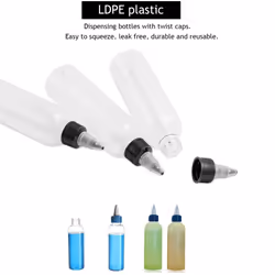 36 Pack Clear Dispensing Bottles  4oz Round Plastic Squeeze Bottle with Twist Top Caps Food Grade Household for Oils  Liquids  Inks  Crafts  Kitchen