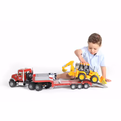 Bruder 02813 MACK Granite Truck with Low Loader and JCB 4CX