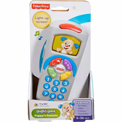 Fisher-Price Laugh and Learn Remote  Light-up Screen  UK English Version  Push Buttons and 35+ Sing-Along Songs  Tunes & Phrases  Baby Learning Toy  E