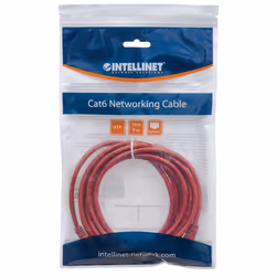 Intellinet Network Patch Cable, Cat5e, 3m, Red, CCA, U/UTP, PVC, RJ45, Gold Plated Contacts, Snagless, Booted, Lifetime Warranty, Polybag - Additional view 4