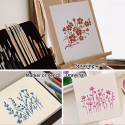 16 Pieces Wildflower Stencils for Painting  Reusable Small Spring Wild Flower Stencils Wall Stencils  DIY Small Drawing Template Stencil for Painting