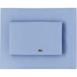 Lacoste 100% Cotton Percale Solid Sheet Set  Breathable  Cooling & Hotel Quality Sheets - Deep Pocket  Easy-Fit  Oeko-Tex Certified  Allure Blue  Twin