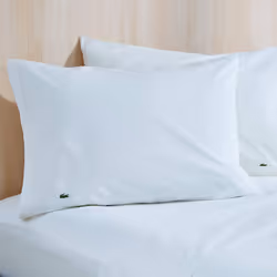 Lacoste 100% Cotton Percale Solid Sheet Set  Breathable  Cooling & Hotel Quality Sheets - Deep Pocket  Easy-Fit  Oeko-Tex Certified  White  Twin