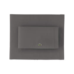 Lacoste 100% Cotton Percale Solid Sheet Set  Breathable  Cooling & Hotel Quality Sheets - Deep Pocket  Easy-Fit  Oeko-Tex Certified  Dark Grey  Queen