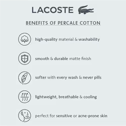 Lacoste 100% Cotton Percale Solid Sheet Set  Breathable  Cooling & Hotel Quality Sheets - Deep Pocket  Easy-Fit  Oeko-Tex Certified  Iced Pink  Full