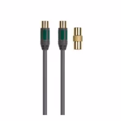 Peerless Coax plug-Coax socket with adaptor, 5m coaxial cable Green, Grey, Silver