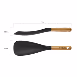 STAUB Multifunction Spatula Spoon Great for Both Cooking and Serving Durable BPA-Free Matte Black Silicone Acacia Wood Handles Safe for Nonstick Cooki