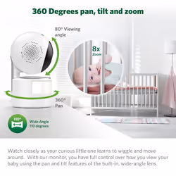 LeapFrog LF915HD Baby Monitor  5  720p Screen  360 Pan & Tilt with 8X Zoom Camera  Color Night Vision  Night Light  Two-Way Intercom  Secure Transmiss
