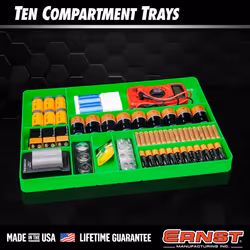 Ernst MFG 10 Compartment Drawer Organizer: Heavy Duty Stackable Tray for Automotive Garage Tool Organization - Low-Profile Toolbox Storage - Nuts and