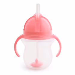 Munchkin Any Angle Weighted Straw Trainer Cup with Click Lock Lid  7 Ounce  Pink