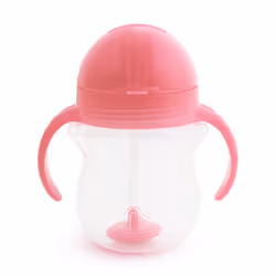 Munchkin Any Angle Weighted Straw Trainer Cup with Click Lock Lid  7 Ounce  Pink