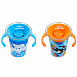Munchkin Miracle 360 Wildlove Sippy Cup  6 Oz  2 Pack  Orca/Polar Bear