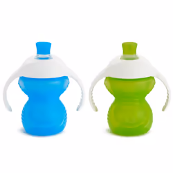 Munchkin Click Lock Bite Proof Trainer Cup  Plastic  7 Ounce  2 Pack  Blue/Green