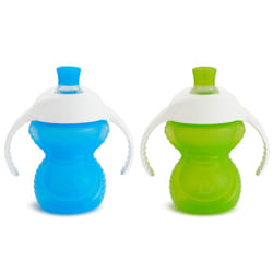 Munchkin Click Lock Bite Proof Trainer Cup  Plastic  7 Ounce  2 Pack  Blue/Green