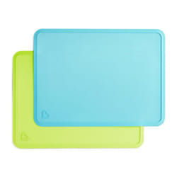 Munchkin Spotless Silicone Placemats for Kids  2 Pack  Blue/Green