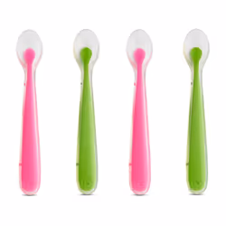 Munchkin Gentle Silicone Spoons  4 Pack  Pink/Green