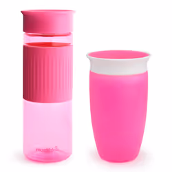 Munchkin    Miracle    360 Spill Proof Sippy Cups  24 and 10 Ounce  2 Pack  Pink - Toddler and Adult Set