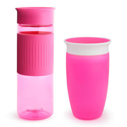 Munchkin    Miracle    360 Spill Proof Sippy Cups  24 and 10 Ounce  2 Pack  Pink - Toddler and Adult Set