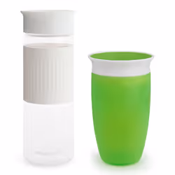 Munchkin    Miracle    360 Spill Proof Sippy Cups  24 and 10 Ounce  2 Pack  Green/White - Toddler and Adult Set