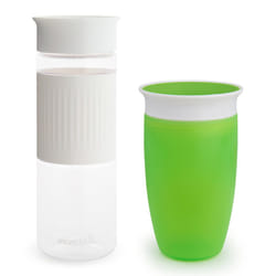 Munchkin    Miracle    360 Spill Proof Sippy Cups  24 and 10 Ounce  2 Pack  Green/White - Toddler and Adult Set