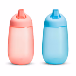Munchkin Simple Clean Toddler Sippy Cups Spill Proof 10 Ounce Blue/Pink