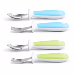 Munchkin Raise Toddler Plastic Fork and Spoon Utensil Set  4 Pack  Blu