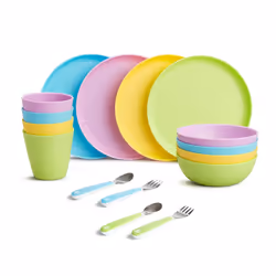 Munchkin 16pc Baby and Toddler Feeding Supplies Set - Includes Plates  Bowls  Cups and Utensils
