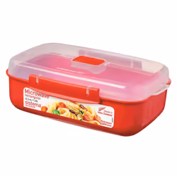 Sistema Microwave Rectangular Container, 1.25 L - Red/Clear