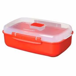 Sistema Microwave Rectangular Container, 1.25 L - Red/Clear