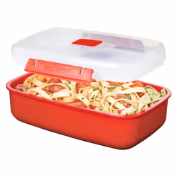 Sistema Microwave Rectangular Container, 1.25 L - Red/Clear