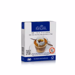 Finum 60/4205500 Disposable Cup-Sized Paper Tea Filter Bags for Loose Tea plus Stylish Filter Holding Stick 100 Count White