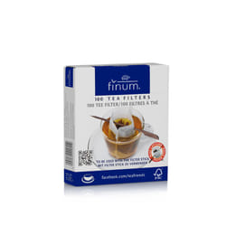 Finum 60/4205500 Disposable Cup-Sized Paper Tea Filter Bags for Loose Tea plus Stylish Filter Holding Stick  100 Count  White