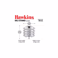 Hawkins Idli Stand for Pressure Cooker, 5-Liter, Small, Metallic