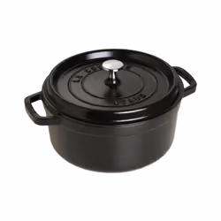 STAUB Cast Iron Dutch Oven 4-qt Round Cocotte Made in France Serves 3-4 Matte Black