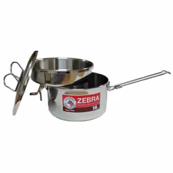 Zebra Stainless Steel Food Box and Pan with Snap on Lid  14cm  Silver